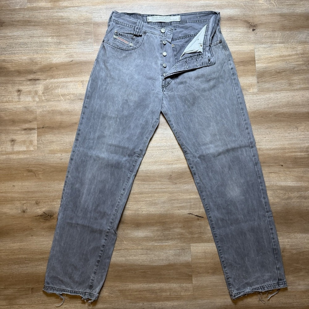 Vintage Diesel Saddle Jeans Men 32x31 Gray Loose Tapered Charcoal Whiskered Y2K